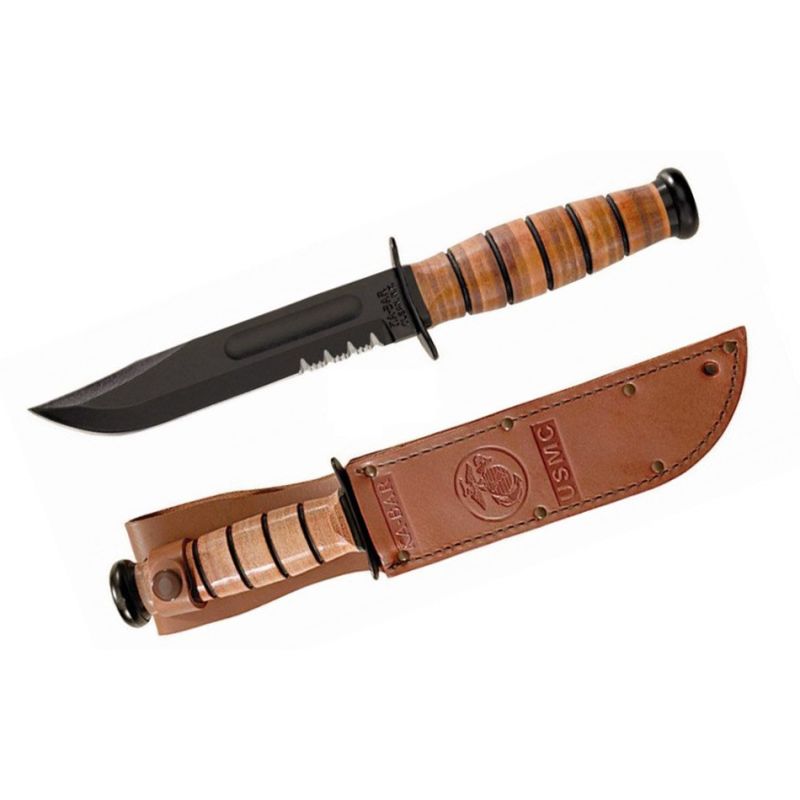 Kabar (Ka-bar) USMC Fighting/Utility Knife 1218 + Leather Sheath