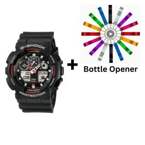 Casio G-Shock Analogue/Digital Mens Black XL-Series Watch GA-100-1A4DR Bottle Opener Bundle GA-100-1A4DR+BO by 45 