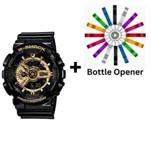 Casio G-Shock Analogue/Digital Mens Black/Gold X Series Watch GA-110GB-1A Bottle Opener Bundle GA-110GB-1ADR+BO by 45 