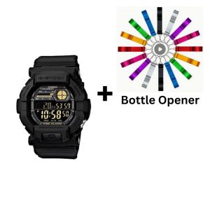 Casio G-Shock Digital Mens Black Vibration Alert Watch GD-350-1B Bottle Opener Bundle GD-350-1BDR+BO by 45 