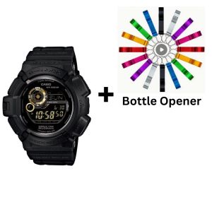 Casio G-Shock Digital Mens MUDMAN Black X Gold Watch G-9300GB-1 Bottle Opener Bundle G-9300GB-1DR+BO by 45 